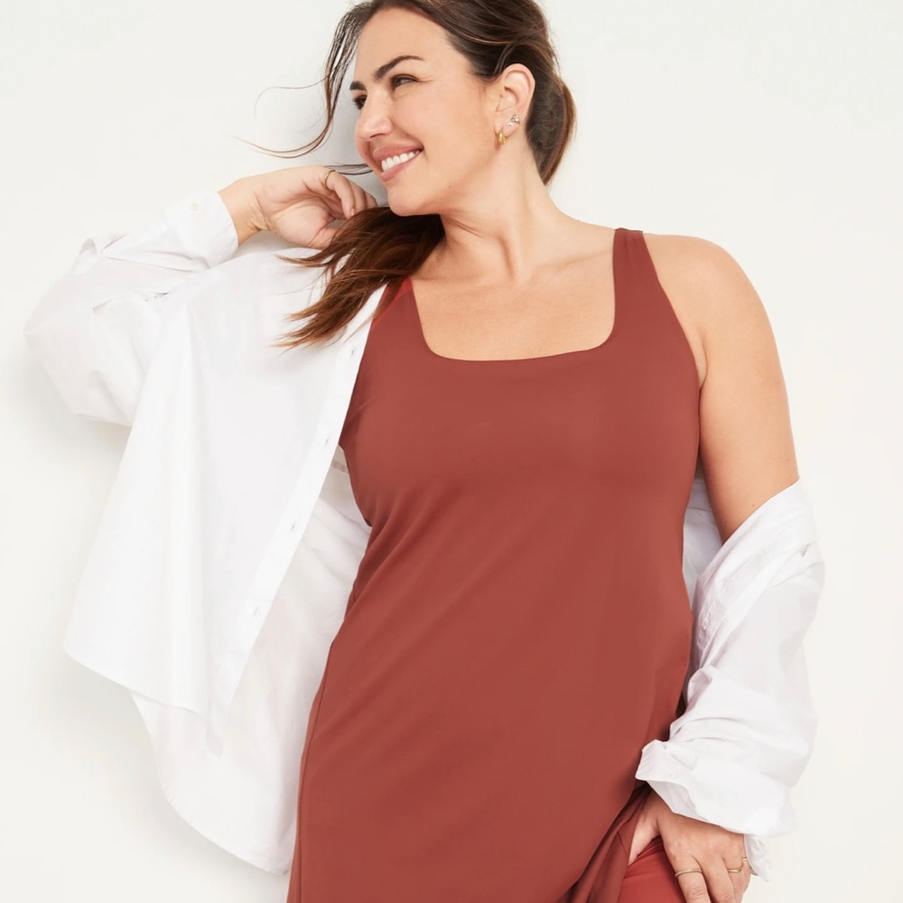 PowerSoft Sleeveless Shelf-Bra Support Dress for Women- Cherry Birch
